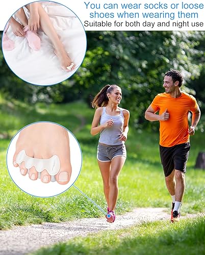 Miniatura 6 de 2 pares de separadores de dedos de juanete para pies, mujeres y hombres, para corregir sus dedos de los pies, alineación de pies, esparcidores de