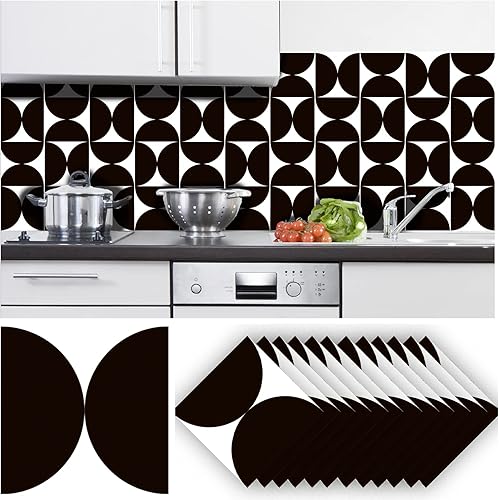 Miniatura 6 de Alwayspon T045 - 12 calcomanías mate para azulejos de pared, autoadhesivas, para cocina, baño, 5.9 x 5.9 in, color rosa medio redondo, 12 unidades