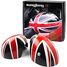 Rearview Mirror Cover, Wing Side Outdoor Rear View Mirror Caps Case Trim Sticker For Mini Cooper One/D/DS/S/JCW Union Jack Red/Black, Gen3 F54 F55 F56 F57 F60 2014-2019 With Light Hole