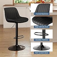 Vista 4 de Youhauchair Bar Stools Set of 2, Swivel Counter Height Barstools with Back, Adjustable PU Leather Bar Chairs, Modern Armless Kitchen Island Stool