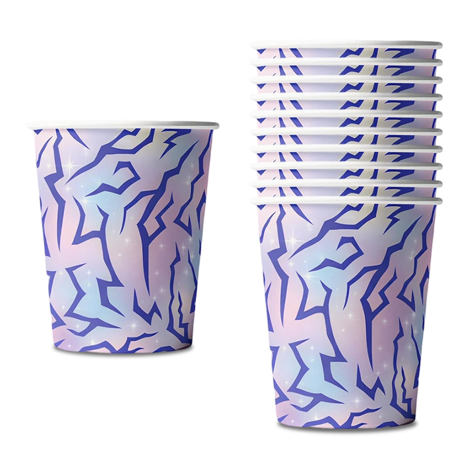 Leseogye 10Pcs Purple Demon Party Cups, Kpop Paper Cups, Party Tableware Set, Disposable Party Cups for Kids Boy Girl Birthday Tableware Decor