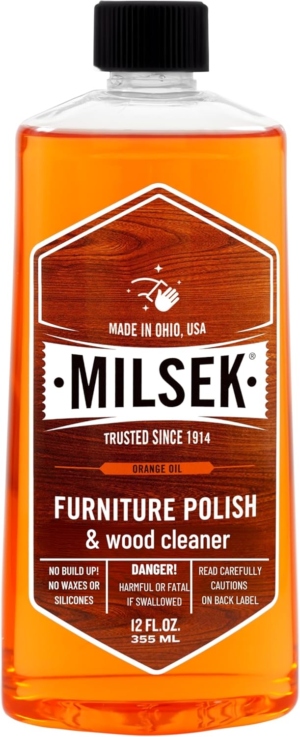 Milsek Furniture Polish and Wood Cleaner with Orange Oil – Multipurpose Cleaning Supplies for Home and Household from Hardwood Floors to Kitchen Cabinets- 12 Fl Oz (Pack of 1) Milsek Furniture Polish and Wood Cleaner with Orange Oil – Multipurpose Cleaning Supplies for Home and Household from Hardwood Floors to Kitchen Cabinets- 12 Fl Oz (Pack of 1)