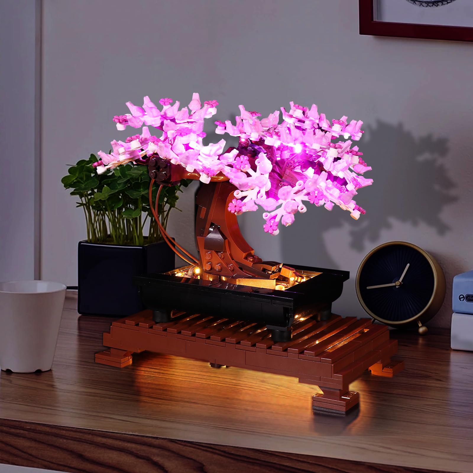 led for indoor plants 3-Tier Bamboo Stand with LED Grow Lights for Succulents and Seeds