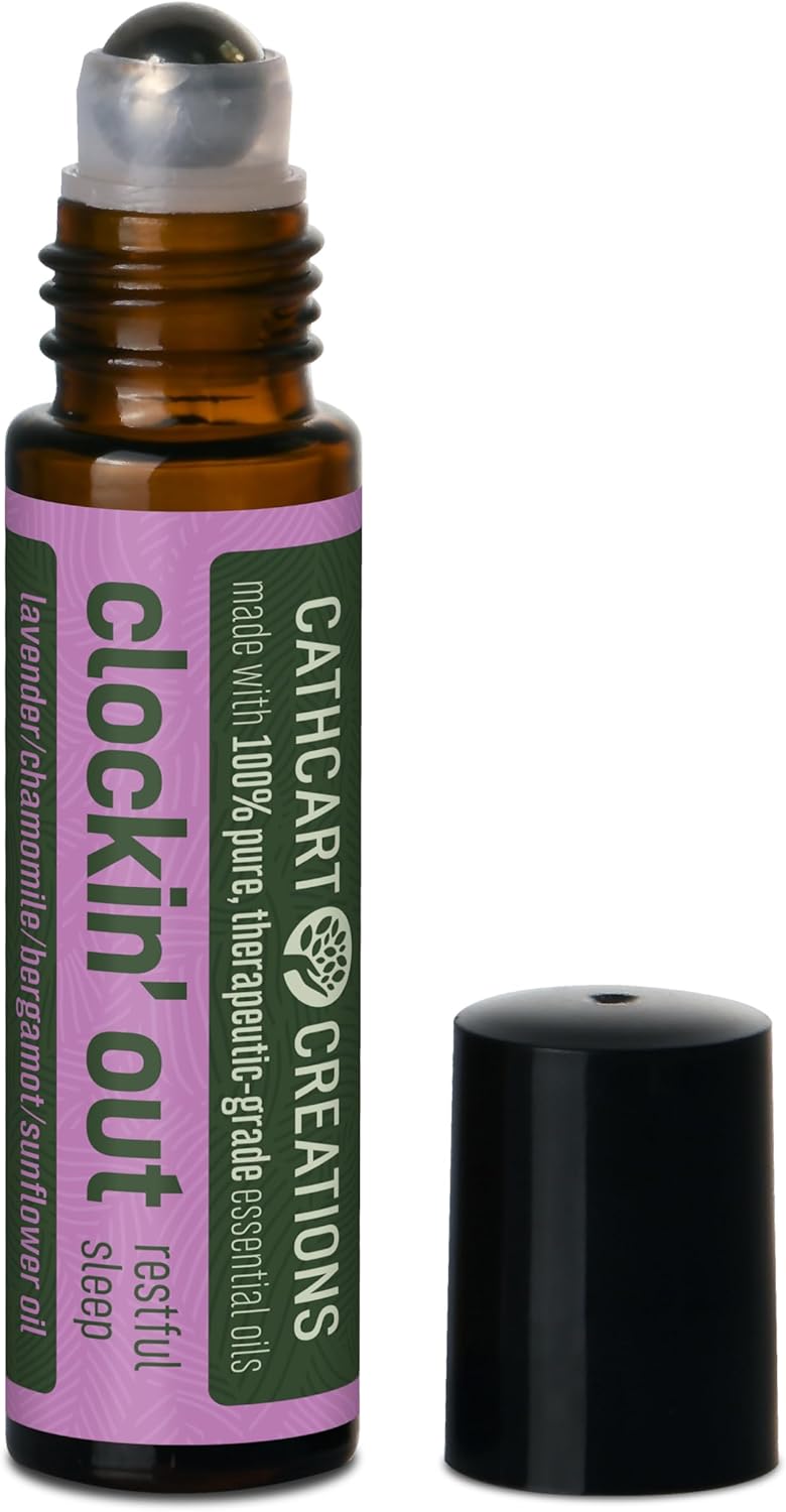 Cathcart Creations 100% Pure Essential Oil Roll On Bottles, 0.34 Fl Oz (10mL) Amber Glass Bottles with Stainless Steel Roller Balls and Lid (5 Scents Collection)