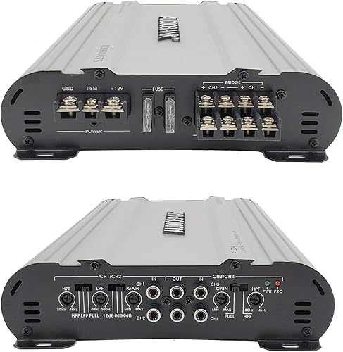 Miniatura 4 de Audiobank Amplificador estéreo de audio de coche con puente de 4 canales 1000 vatios P1004 disipador de calor de aleación de aluminio resistente |