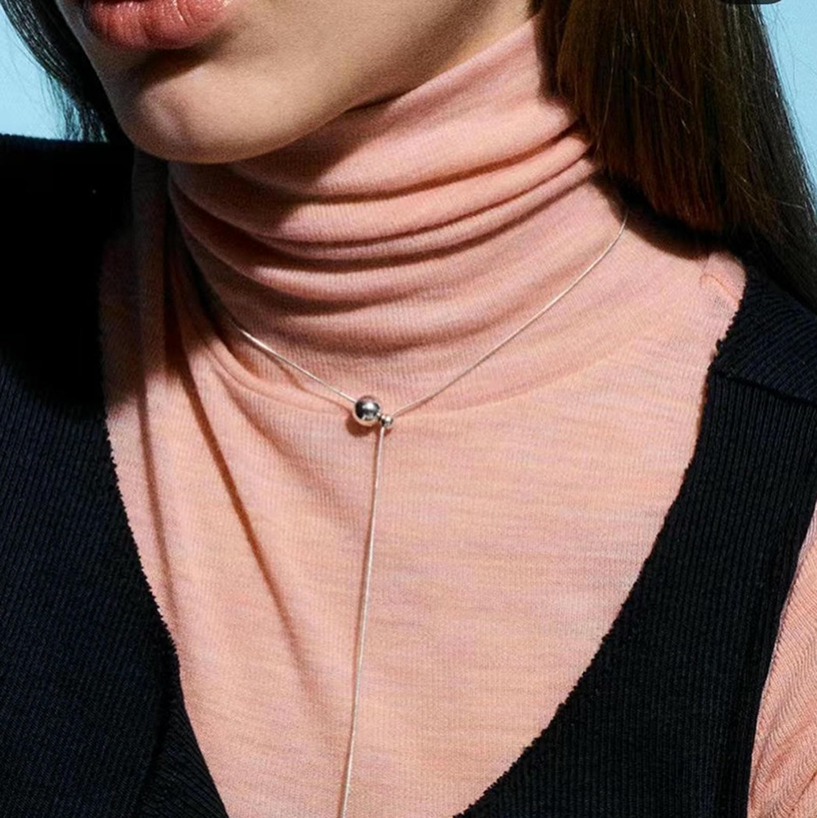 Collar de bola ajustable para mujer, cadena de serpiente de cuerda deslizante chapada en acero inoxidable de 18 quilates, joyería para presentarla