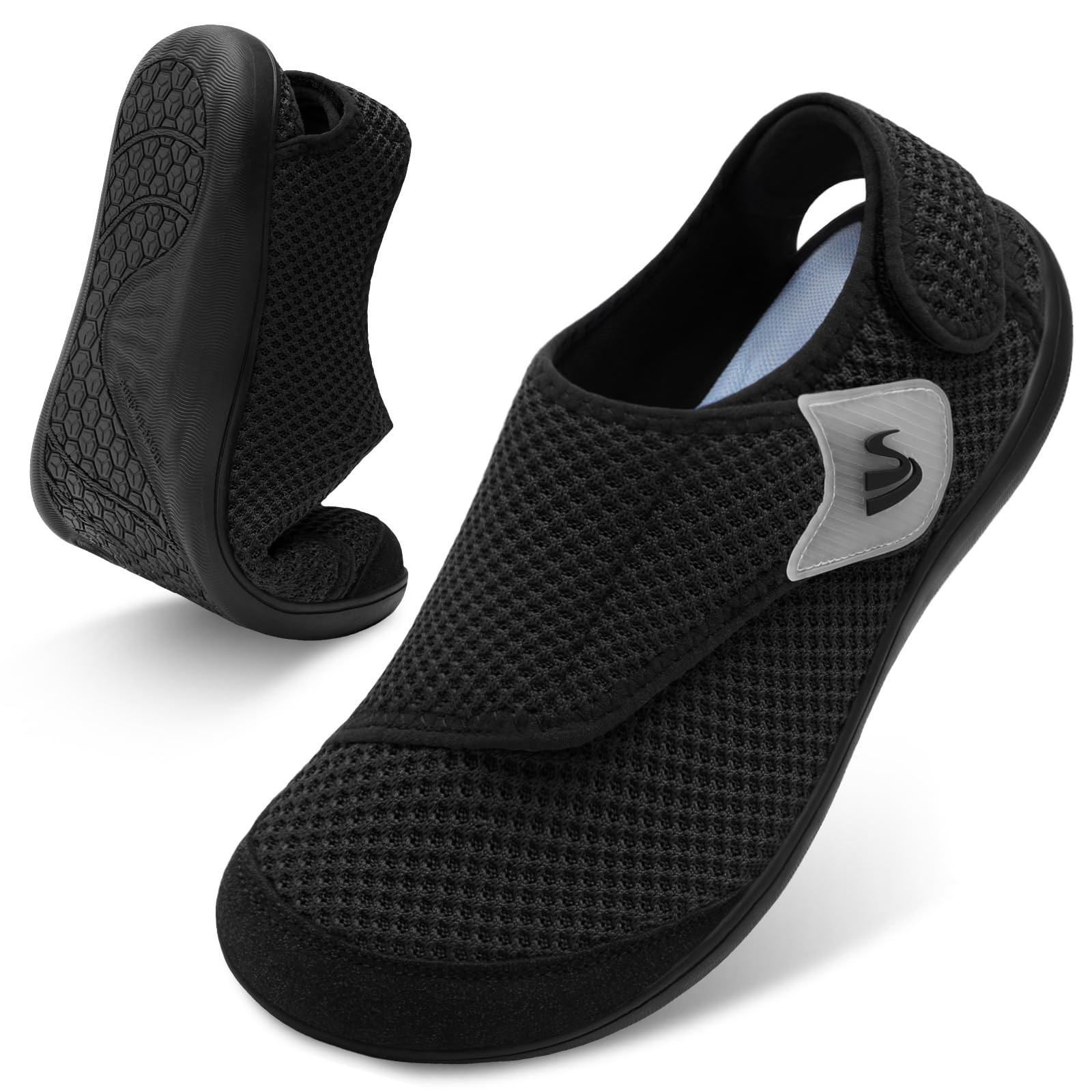 Spesoul Wide Diabetic Slippers for Men Adjustable Mens Diabetic Shoes Slip On Orthopedic Walking Shoes Recovery Sandals for