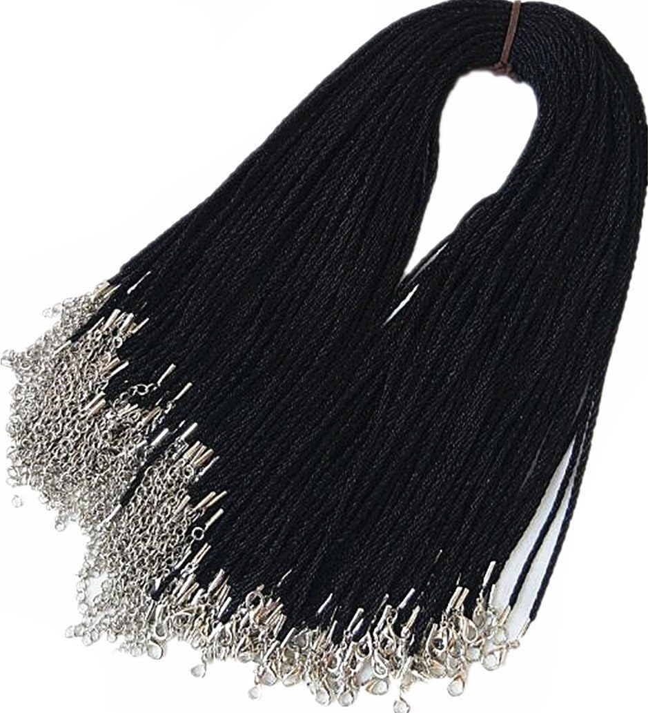 Wbang Black Satin Silk Necklace Cord Rope Necklace Chain with Lobster Claw Clasp