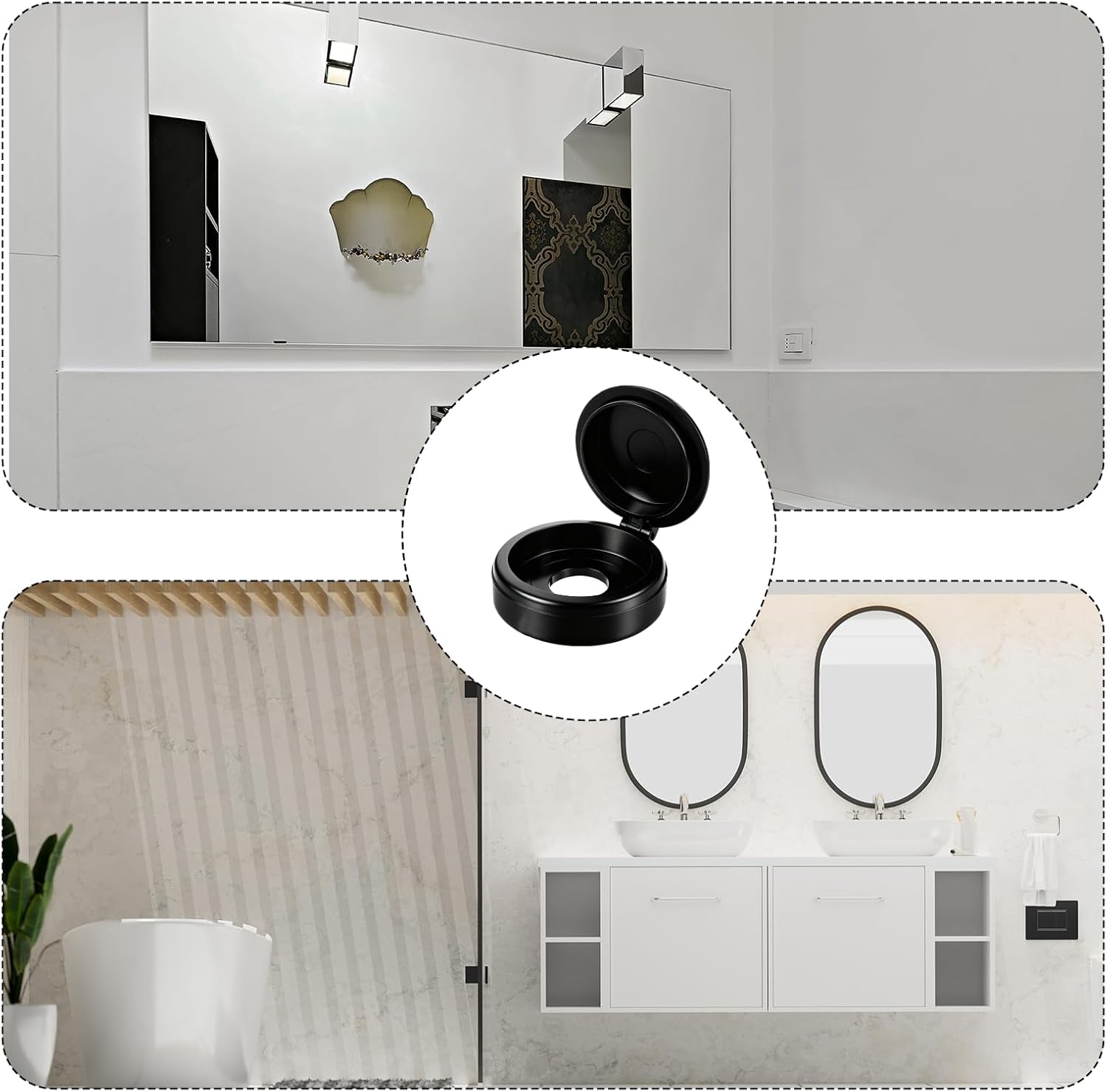 150Pcs Large Shutter Screw Snap Covers, Plastic Hinged Screw Cover Caps, with Flip Tops, Snap Washer Design, for Windows, Railings, Furniture Hardware, Exterior Hardware Protection (Black)