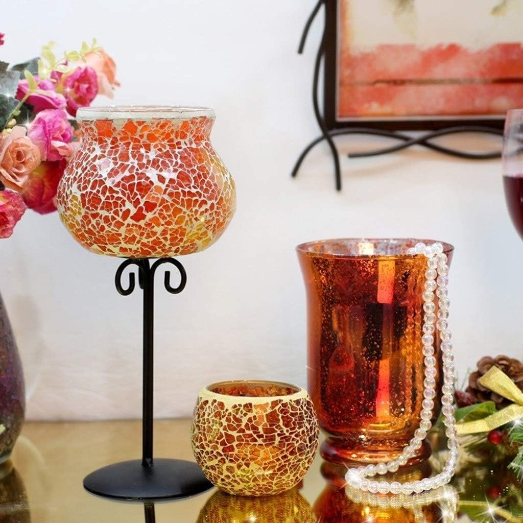 Candelabra Candle Holders European Decorative Creative Glass Mosaic Wrought Iron Chandelier Retro Wedding (BB)