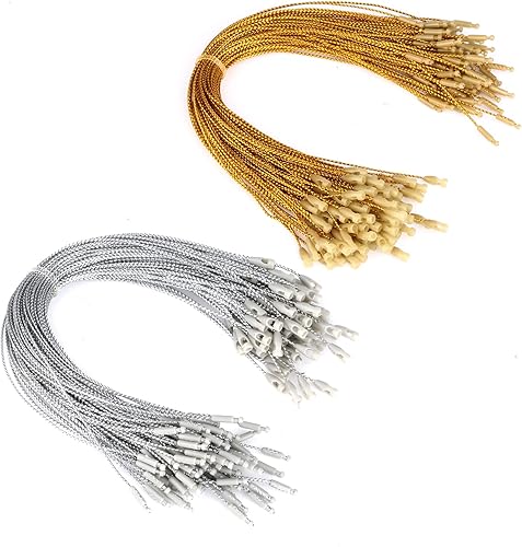 SAVITA 200 cuerdas para colgar adornos de Navidad, cinta metálica precortada para colgar adornos con cierre a presión, cordón a presión para