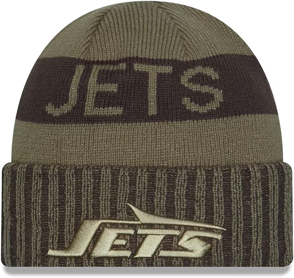 New Era Unisex-Adult NFL Official 2025 Army Green Salute to Service Cuffed Beanie Cold Weather Knit Hat