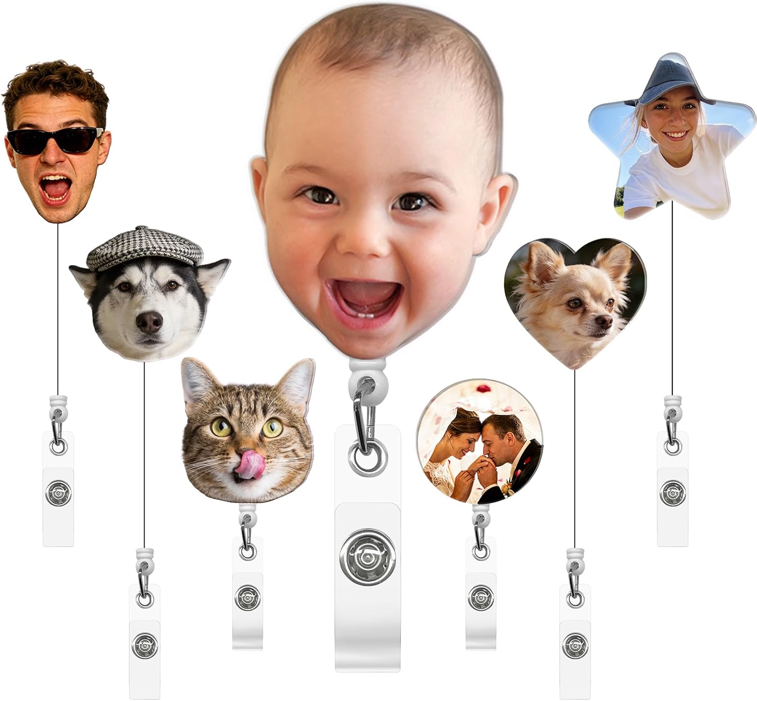 Custom Badge Reel with Photo Logo Text, Personalized ID Badge Holders with Alligator Clip,Cute Badge Reels Customized for Nurses Doctors Office Workers Teacher