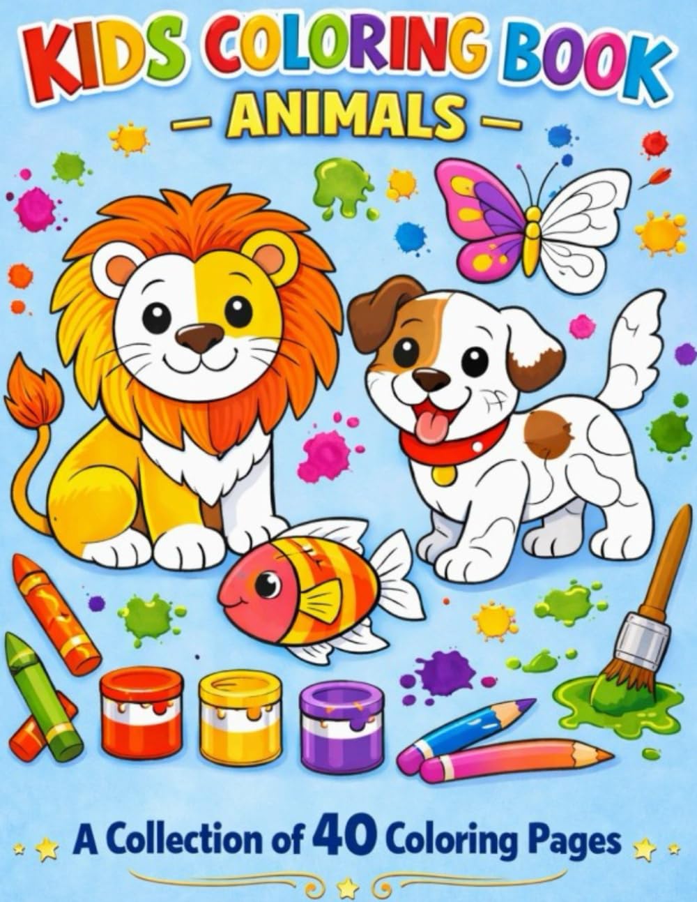 Kids Coloring Book - Animals: A collection of 40 coloring pages