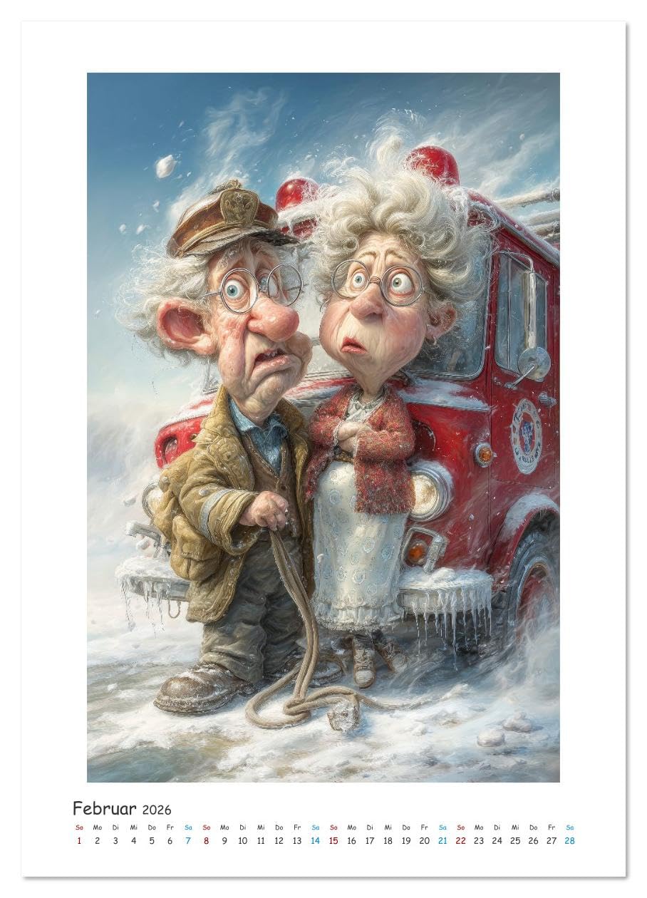 Löschen, Lachen, Löschfahrzeug (hochwertiger Premium Wandkalender 2026 DIN A2 hoch), Kunstdruck in Hochglanz: Mit schrägem Humor, frechen Sprüchen und ... sehr menschlichen Pannen. (CALVENDO Menschen)