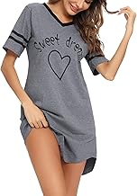 Litherday Nightdress Women's Sleepwear Cotton Loungewear Night Dress Short Negligee Stripes Short Sleeves Sleep Shirt Short Sleeve V-Neck Sleepwear Comfortable Casual Dress