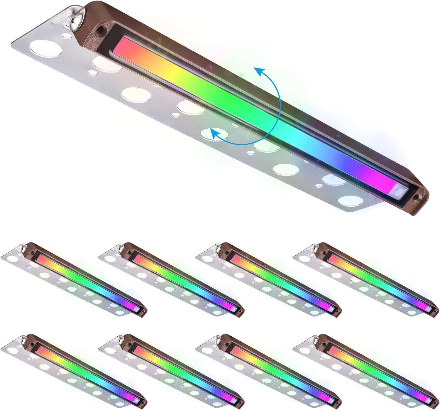LEONLITE 8-Pack RGBCW 12 Inch LED Hardscape Lighting, Color