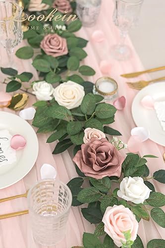 Miniatura 3 de Lookein Guirnalda de rosas artificiales de 5 pies para ceremonia de boda, telón de fondo, arco, flores, centros de mesa, decoración de jardín