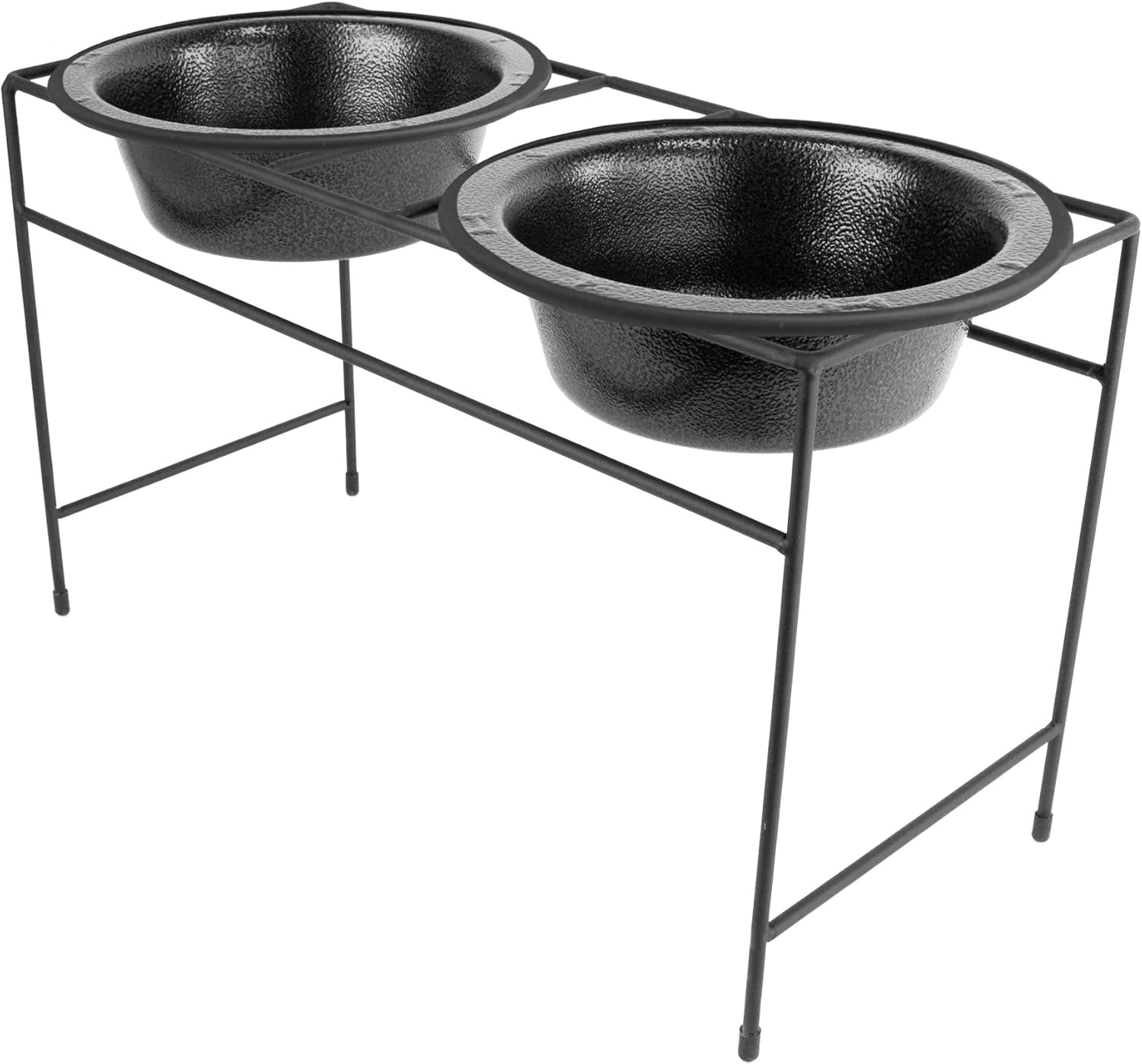 Pet Supplies Platinum Pets Double Diner Feeder with Stainless Steel Dog Bowls, 28 oz, Silver