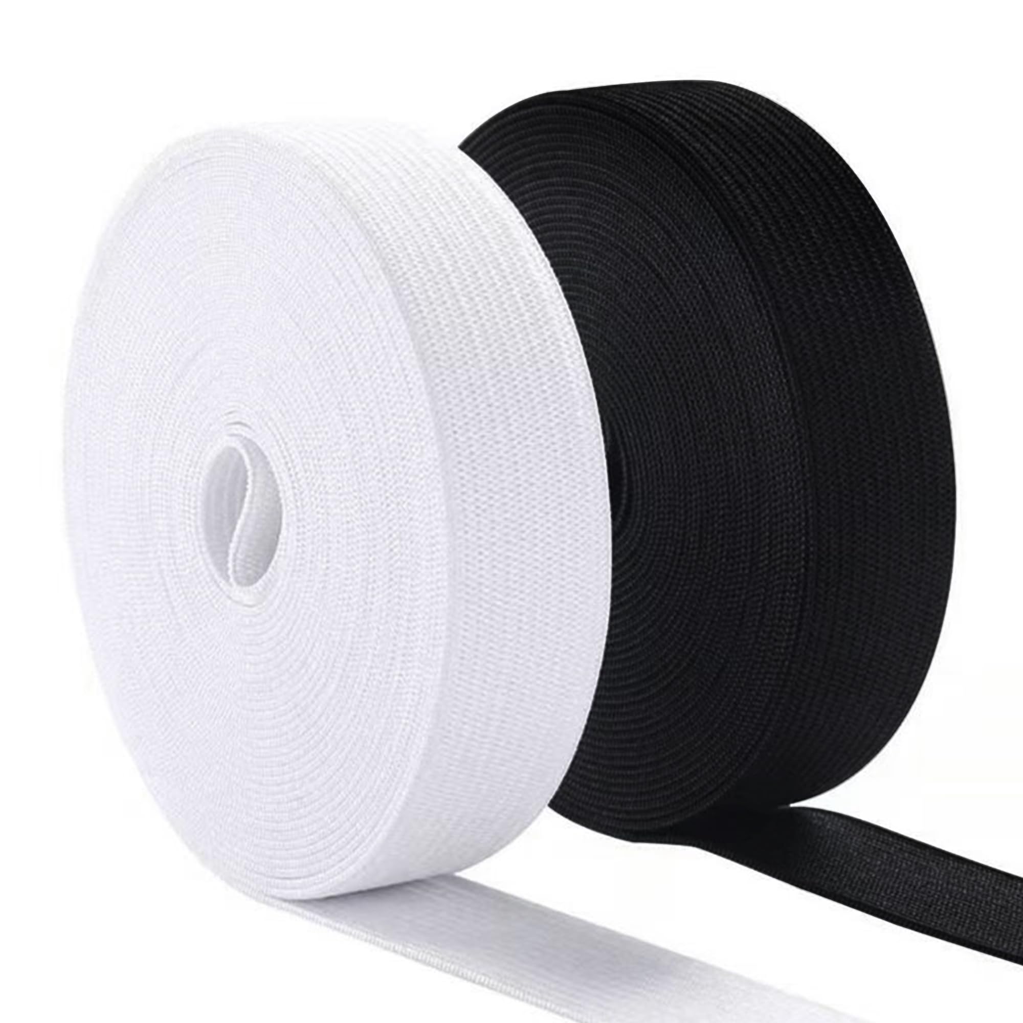 XiaoLidm 20 Metres Elastic for Sewing, 20mm (0.78 inch) Wide Black and White Elastic for Sewing, Elastic Band for Dressmaking, Headbands, Trouser, Wig Band and DIY Craft (10m Black, 10m White)