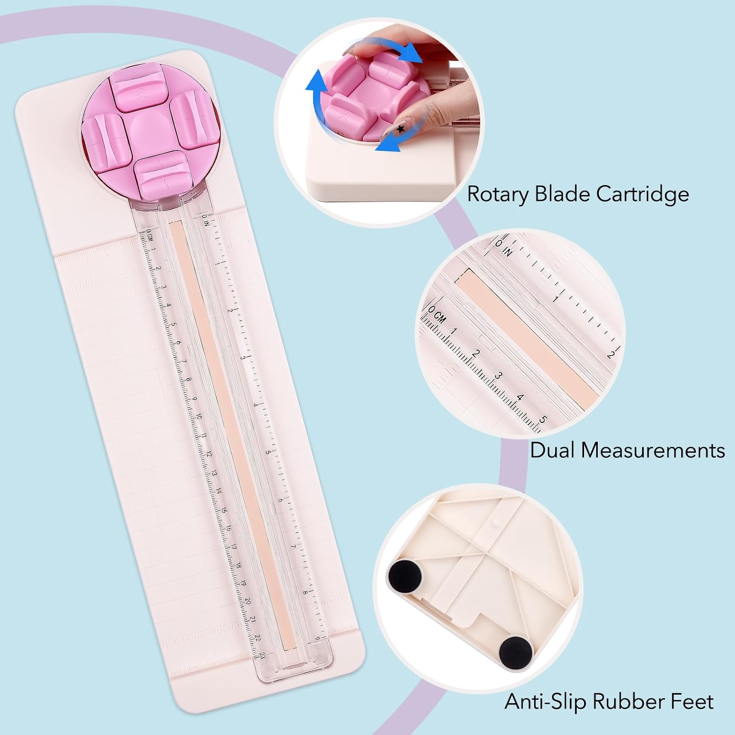 4-in-1 Paper Trimmer, 4Style Multi-Function Scrapbooking Tool with Dial Blades of Straight, Wave, Dotted, Perforated, Creasing, 9" Craft Paper Cutter for Cutting Carstock,Coupons,Photos,Scrapbook Card