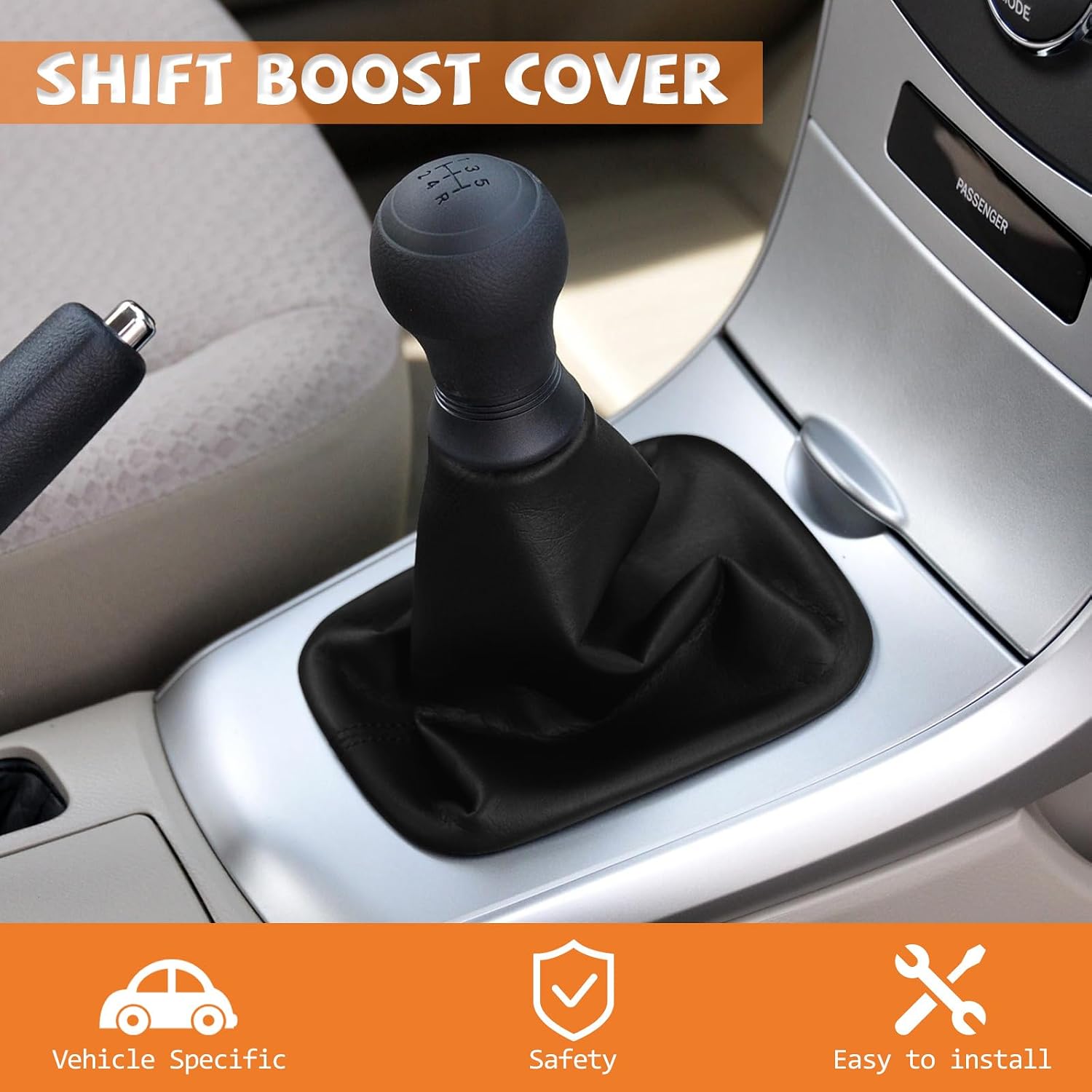 Gear Shift Boot Cover Compatible with Toyota Corolla 2007-2013 Leather Gear Shifter Knob Dust Cover, Shift Knob Cover Boot Gear Gaiter Cover Black
