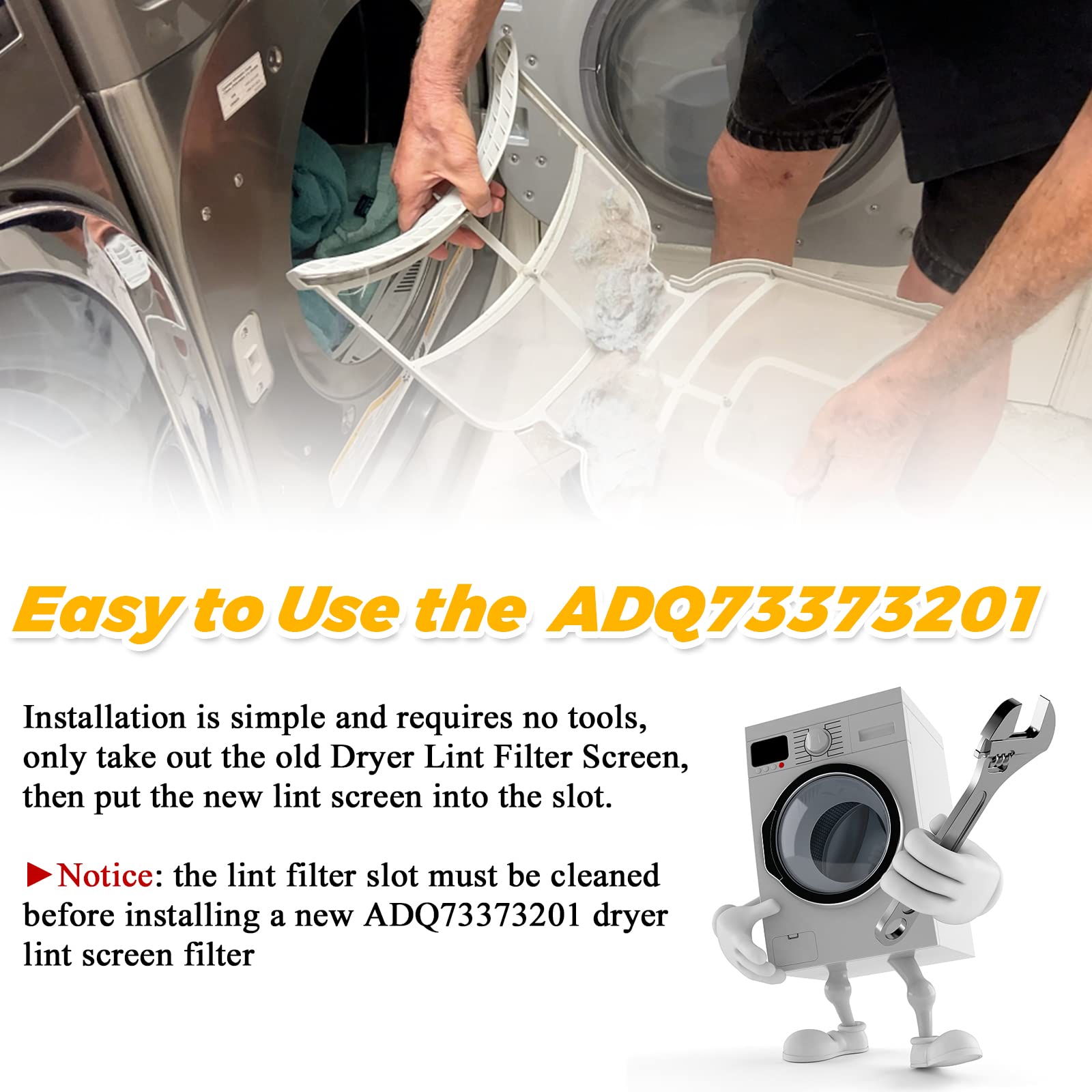 ADQ73373201 - Conjunto de filtro de pelusa para secadora Kenmore LG, reemplaza a 2656948 AP5675511 PS7787727 EAP7787727 Techecook
