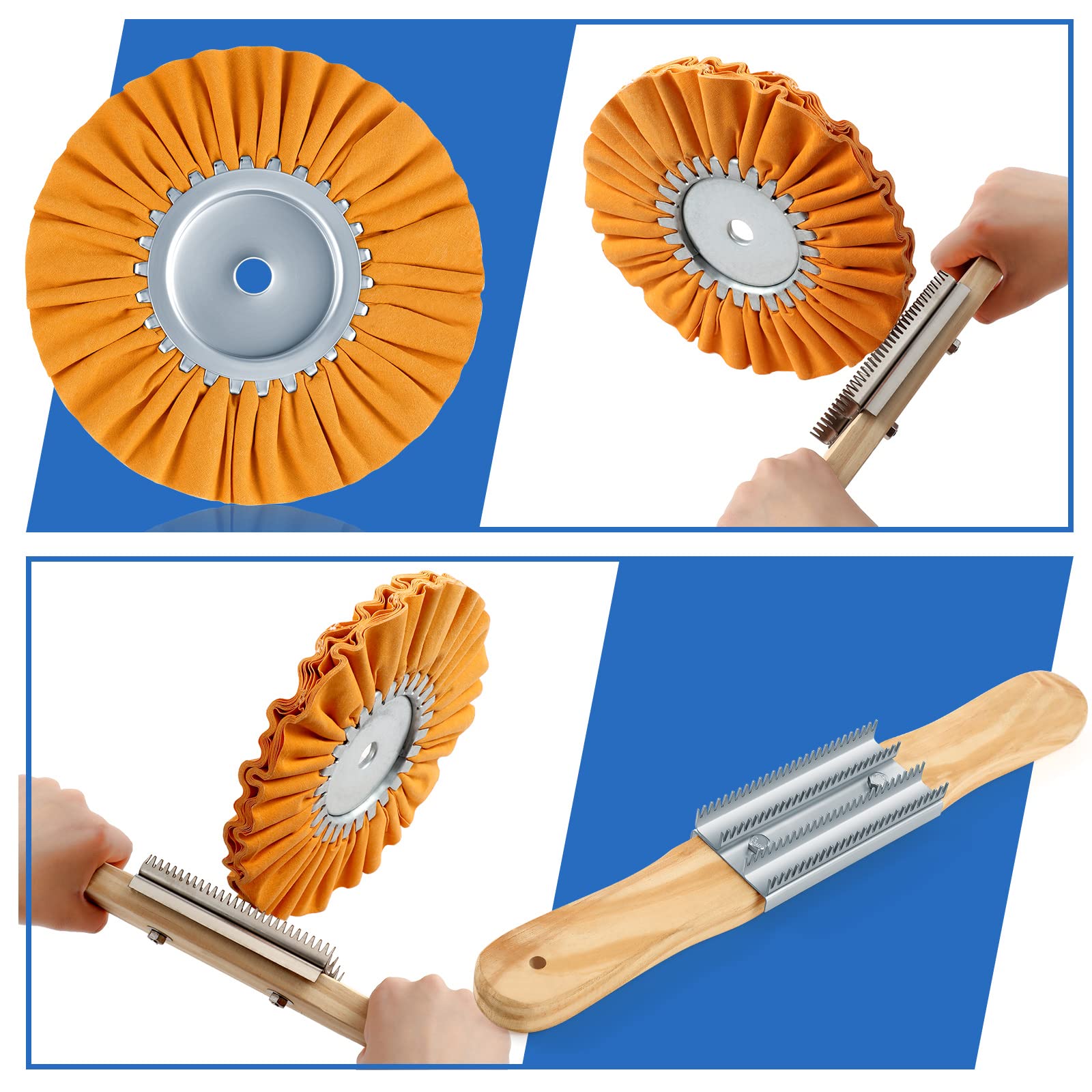 11 Pcs Airway Buffing Wheel Polishing Kit 8 Inch Polishing Wheel for Drill Buffing Wheel Rake Buffing Pads Wheel Polisher Kit Polishing Buffing Compound Kit for Angle Grinder