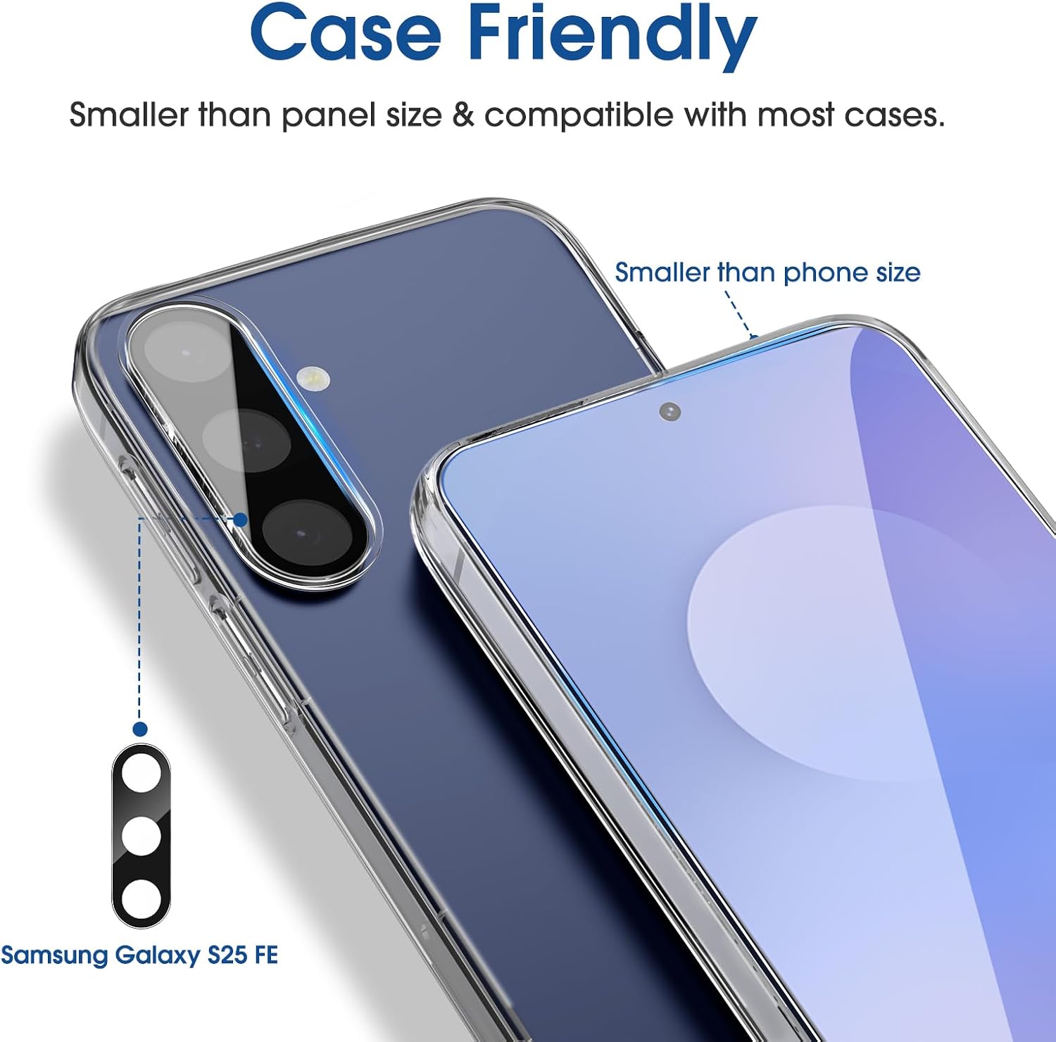 amFilm OneTouch for Samsung Galaxy S25 FE Screen Protector Tempered Glass | Auto-Alignment, 30s Install, Bubble Free, Scratch & Drop Protection, HD Clear, Camera Lens Protector, 2+2 Pack (S25E-6.7'')