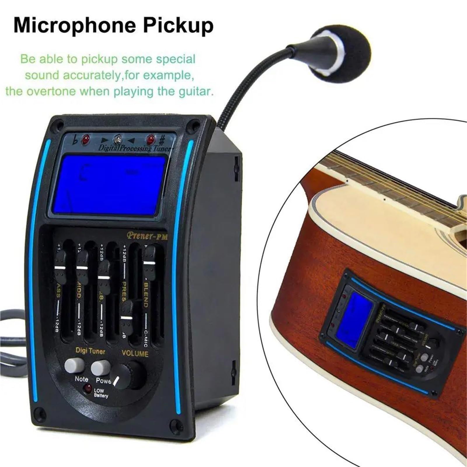 Zestawy Przedwzmacniaczy EQ Do Gitary Akustycznej 5-pasmowej Wzmacniacz Gitarowy Tuner LCD Piezo Pickup Equalizer Z Akcesoriami Mikrofonowymi