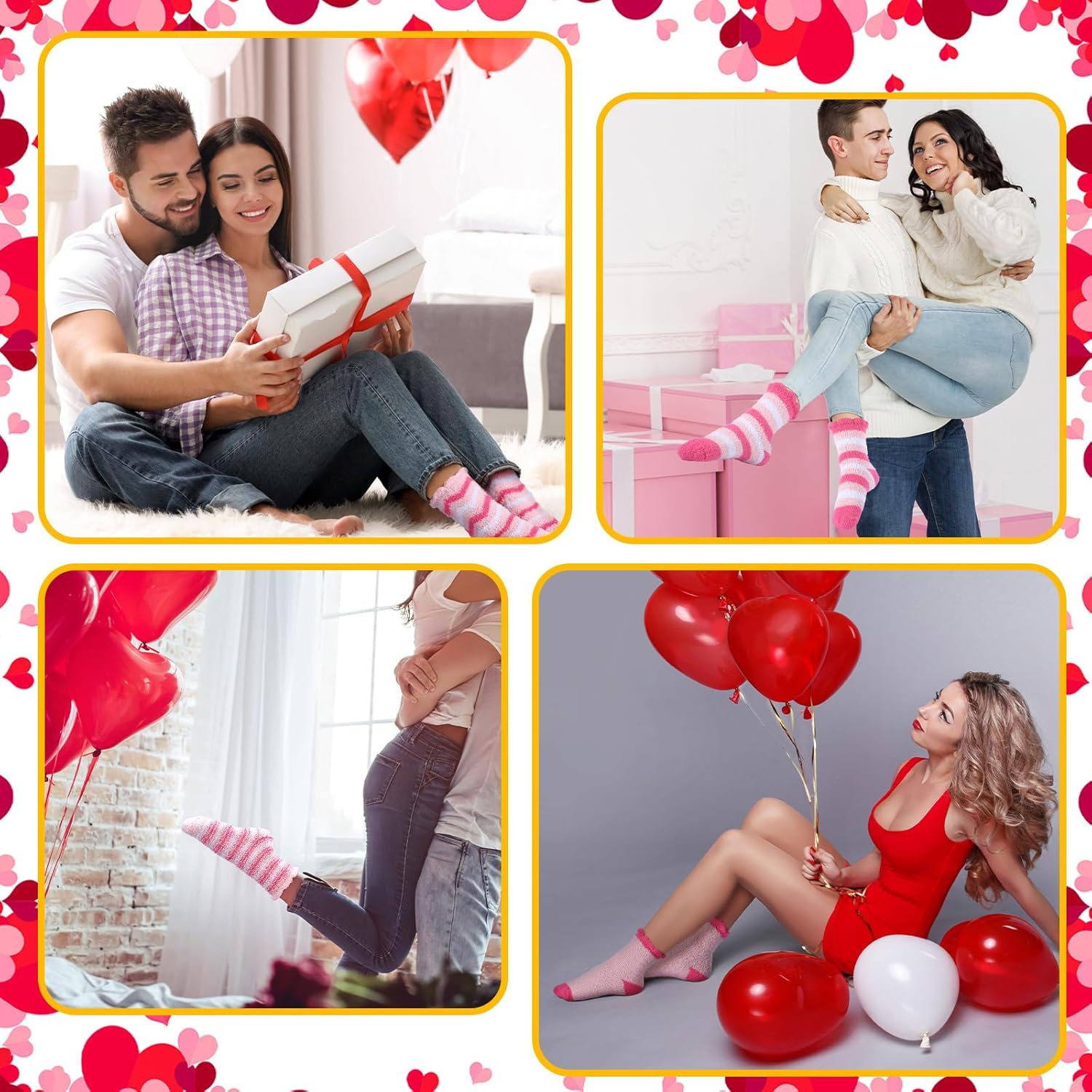 Cozypower 24 Pairs Valentine Fuzzy Sock Bulk Galentine's Day Gift for Women Cupcake Socks DIY Fluffy Fleece Thick Sock - Image 2