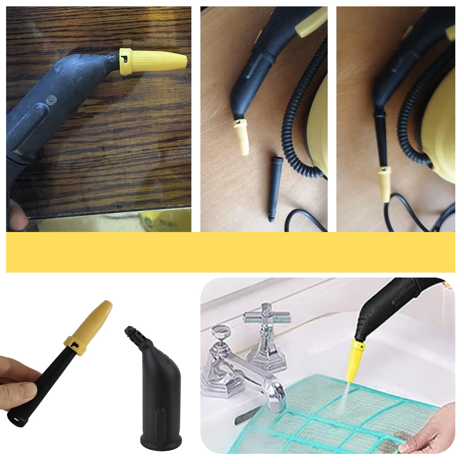 Lot de 10 accessoires pour nettoyeur vapeur Kärcher SC1 SC2 SC3 SC4 SC5, buse manuelle, kit de pièces de rechange, avec buse allongée, buse incurvée, brosse ronde, buse à joints, sceau, accessoires