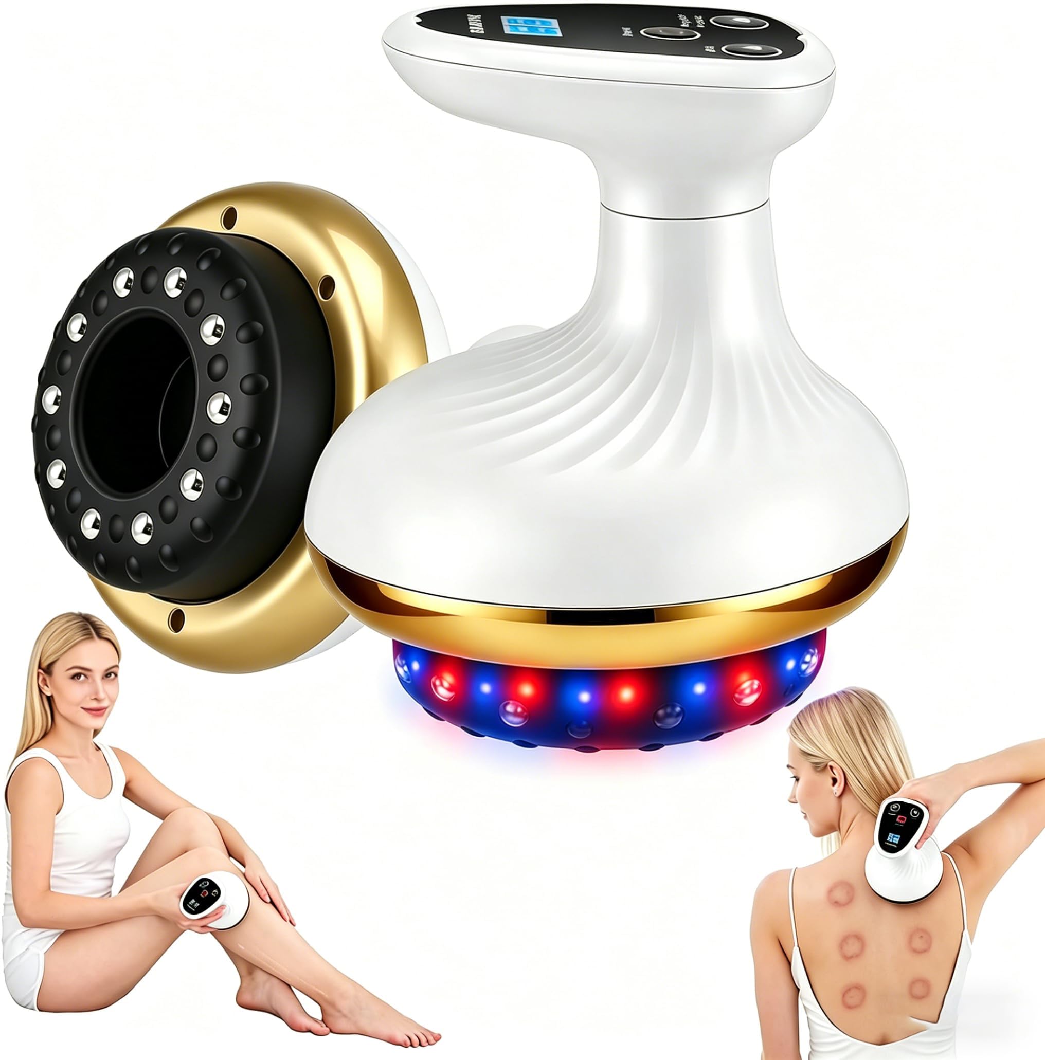 Cellulite Massaggiatore Elettrico con 40 Teste Magnetiche, 9 Livelli di Aspirazione & 9 Livelli di Calore, Schröpfgerät Elettrico per Coppettazione Sottovuoto, Massaggiatore per Tutto il Corpo