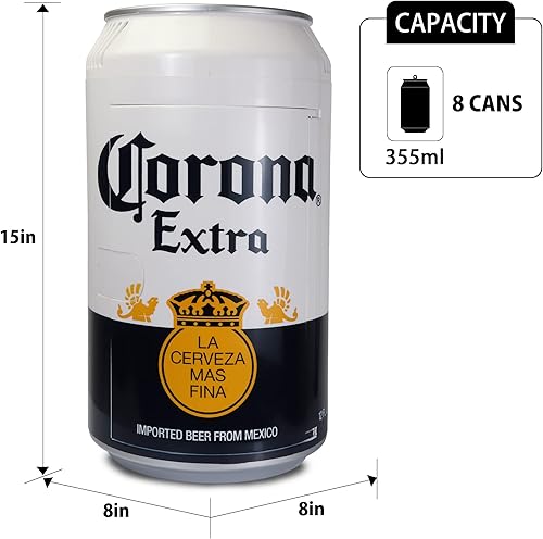 Miniatura 6 de Corona - Mini refrigerador portátil de 8 latas con cables de 12 V CC y 110 V CA, 5.4 L (5.7 cuartos de galón), enfriador personal en forma de lata