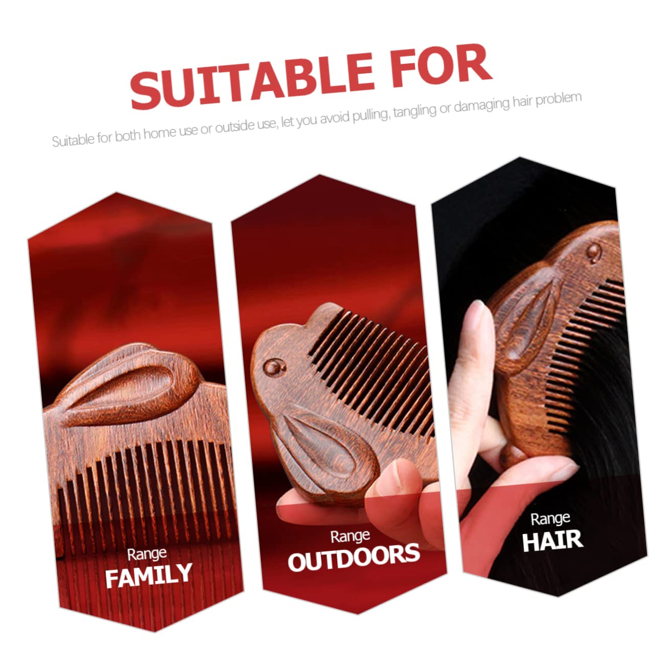 minkissy 4piezas Peine De Madera De Sándalo Para Mujeres Diseño De Conejo Peine Antiestático Para Cuidado Profesional Del Cabello Para Cabello Húmedo y Seco Resistente y Duradero