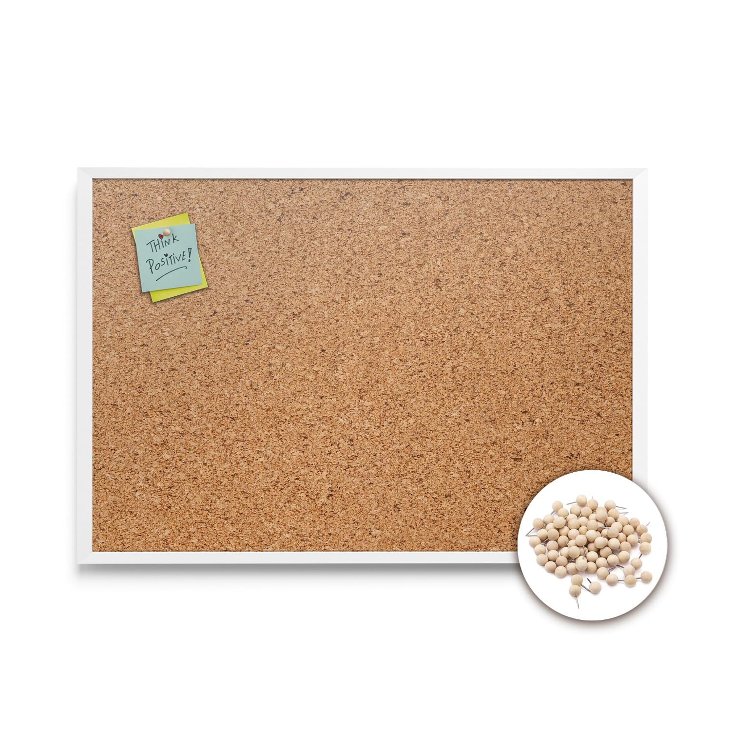 Tulup Bacheca in Sughero 70x50 cm Ideale Per Ufficio, Casa, Scuola Lavagna in Sughero Per la Cucina Per l'organizzazione Memoboard con Puntine In Legno Cornice in Plastica Bianco Costruzione Solida