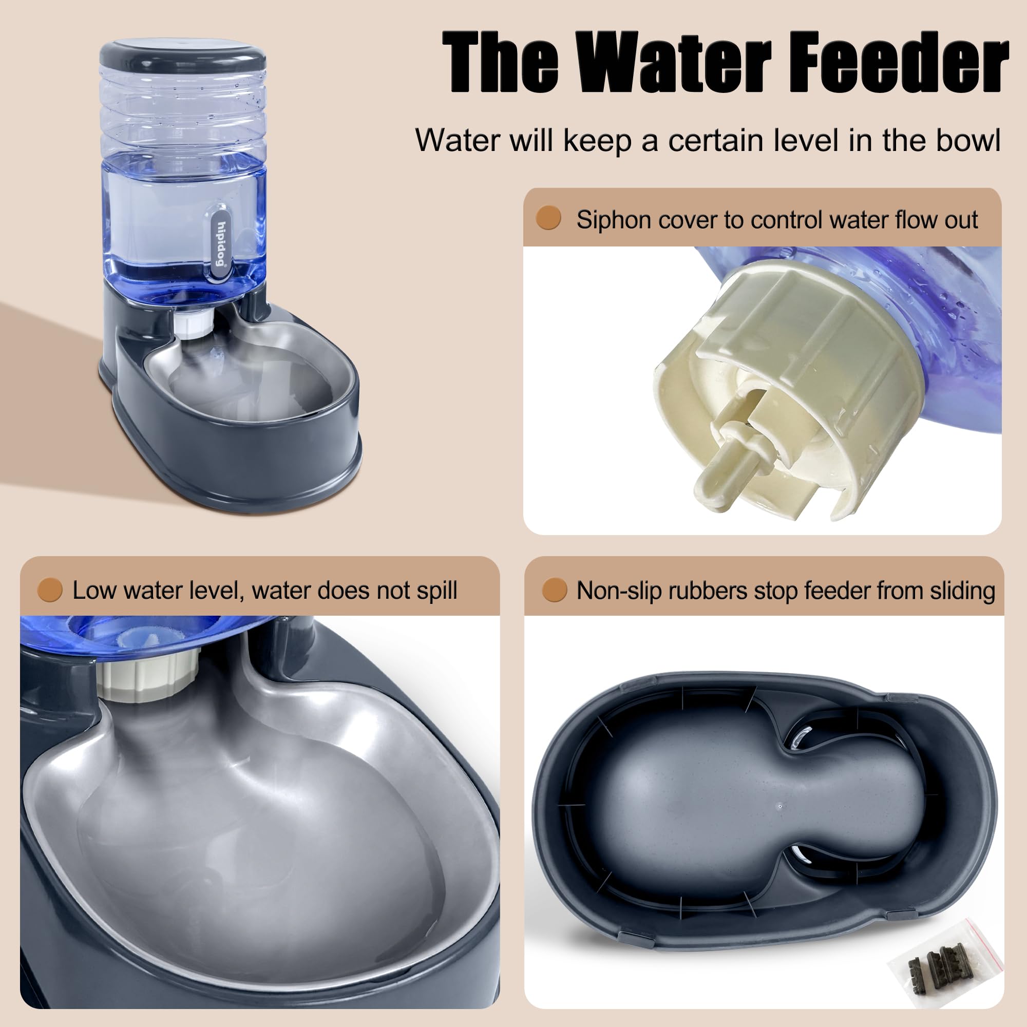 Comedero y Bebedero automático para Gatos con Cuenco de Acero Inoxidable Comedero y Bebedero por Gravedad para Mascotas pequeñas y Medianas Cachorro Gatito 1 galón x 2