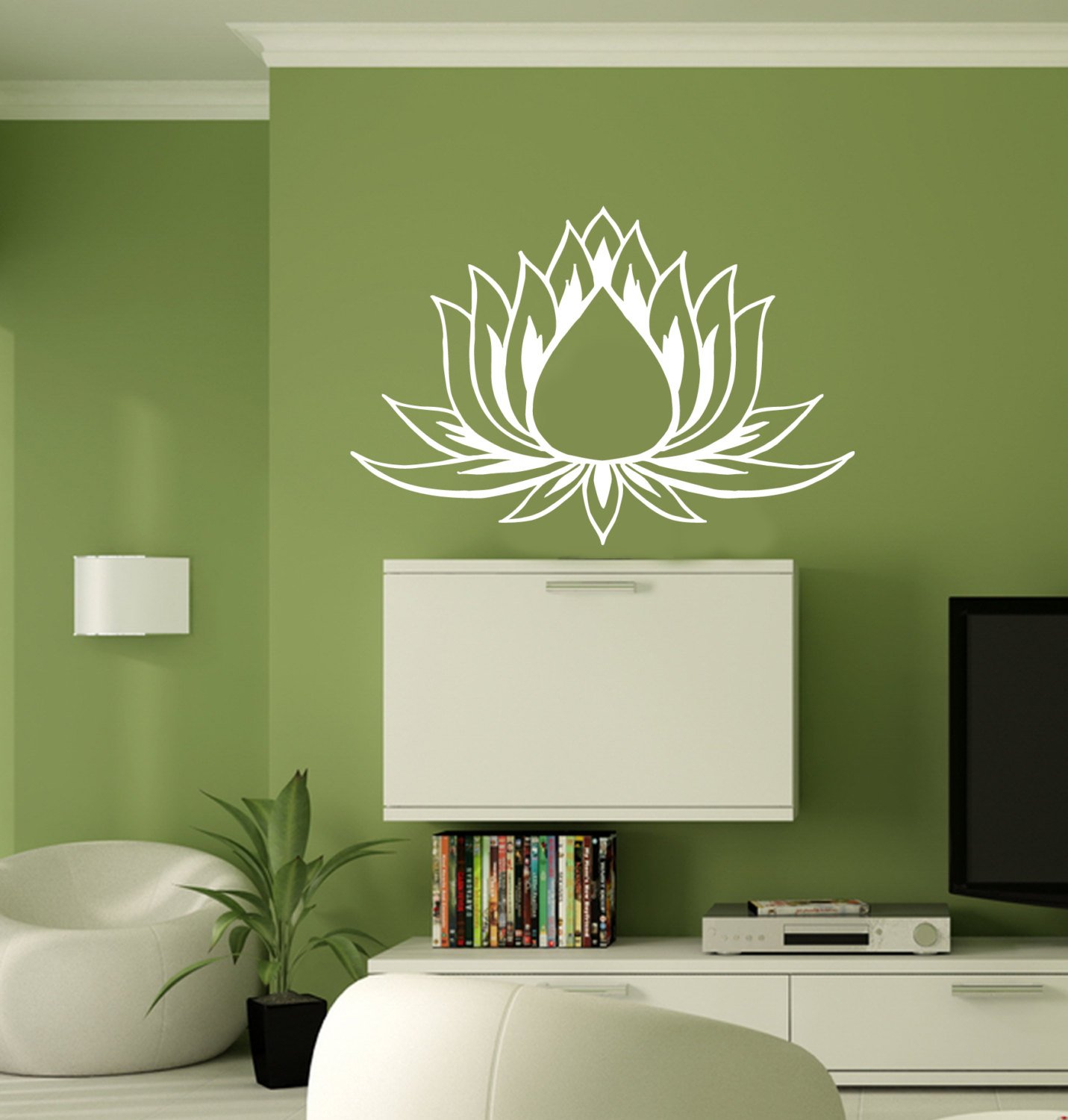 Hausewares Vinyl Decal Lotus Flower Yoga Meditation Wall Art Decor Removable Stylish Sticker Mural Unique Design for Room