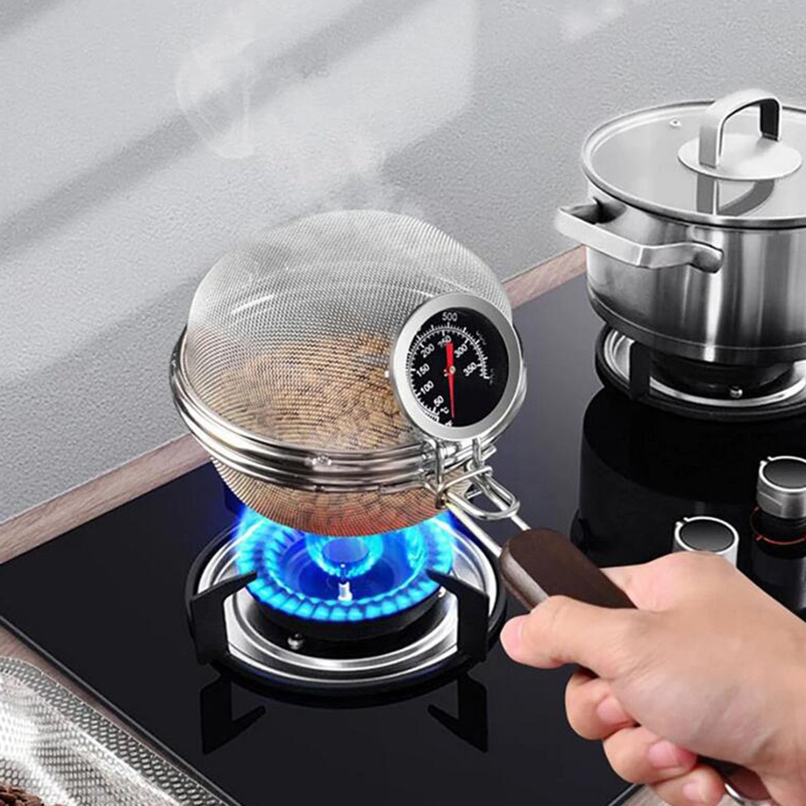 perfk Tostatrice per chicchi di caffè, torrefazione per chicchi di caffè, tostatrice per chicchi di caffè riutilizzabili in acciaio inossidabile per la casa