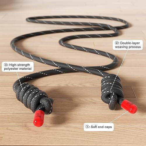 Miniatura 2 de Cuerda de saltar de ejercicio para fitness, entrenamiento, flujo con cuerda de entrenamiento ajustable de doble tejido de 9 pies para hombres,