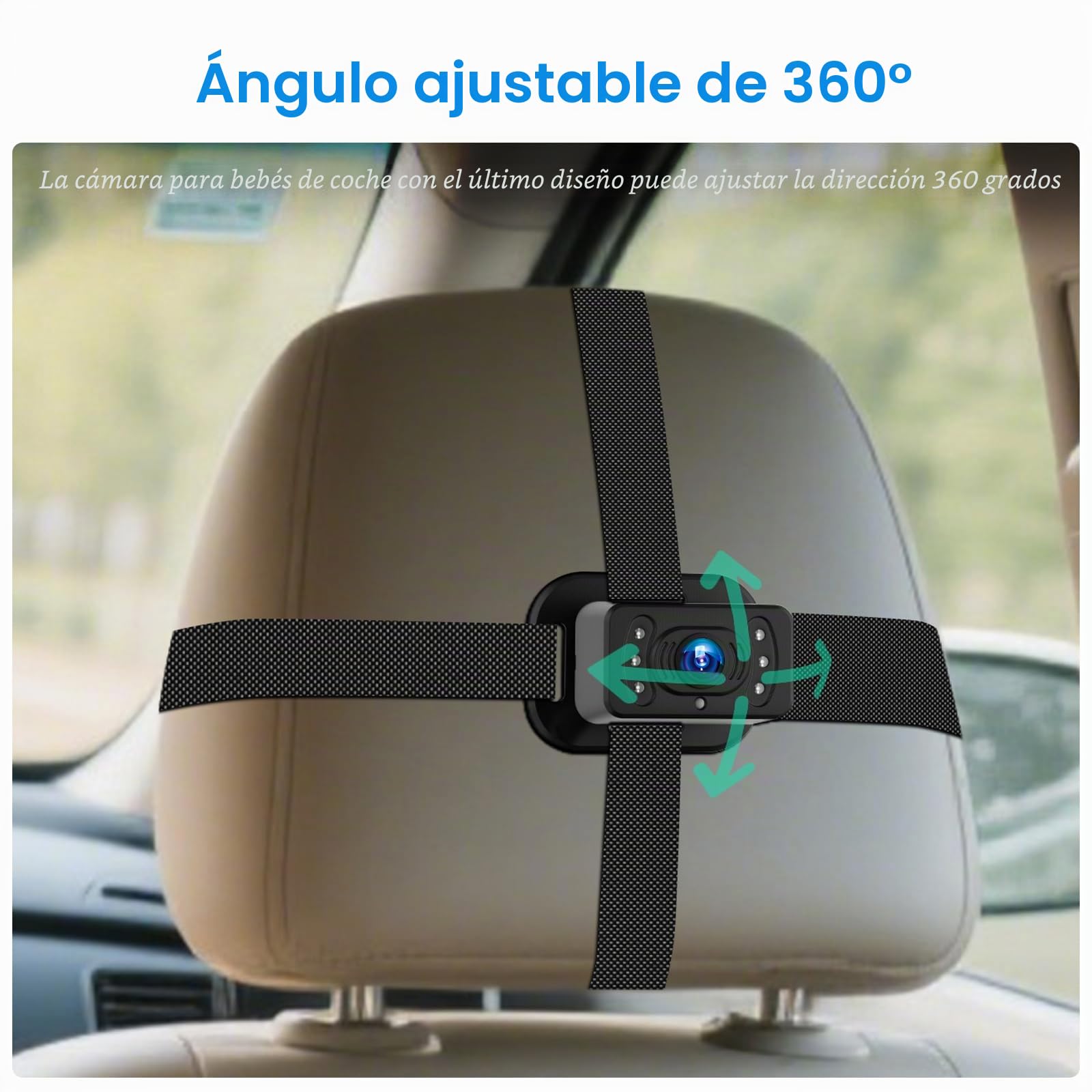Inefala Cámara para Bebé para Coche Canal Doble para 2 Niños, Pantalla Dividida de 6,9", Pantalla Ultra Ancha HD con Cámaras Duales, Fácil Instalación, Cámaras de Visión Nocturna 360° Giratorias