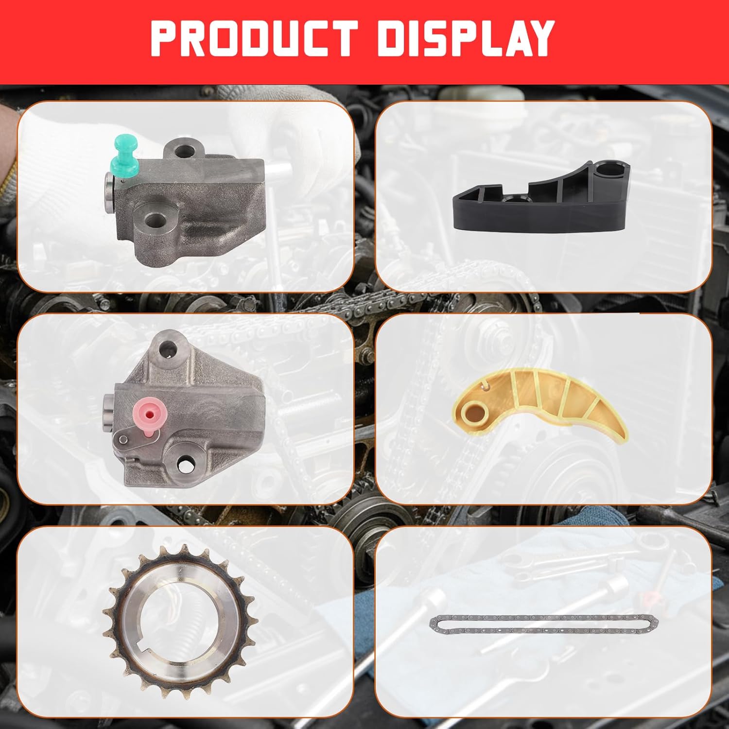 24321-2G111 Timing Chain Kit with Oil Pump Gear Kit & Intake & Exhaust VVT Gear for Sonata 2010-2014, for Optima 2011-2014 G4KH G4KC 2.4L Engine Replace # 243502G750, 244312G101, 231212G551