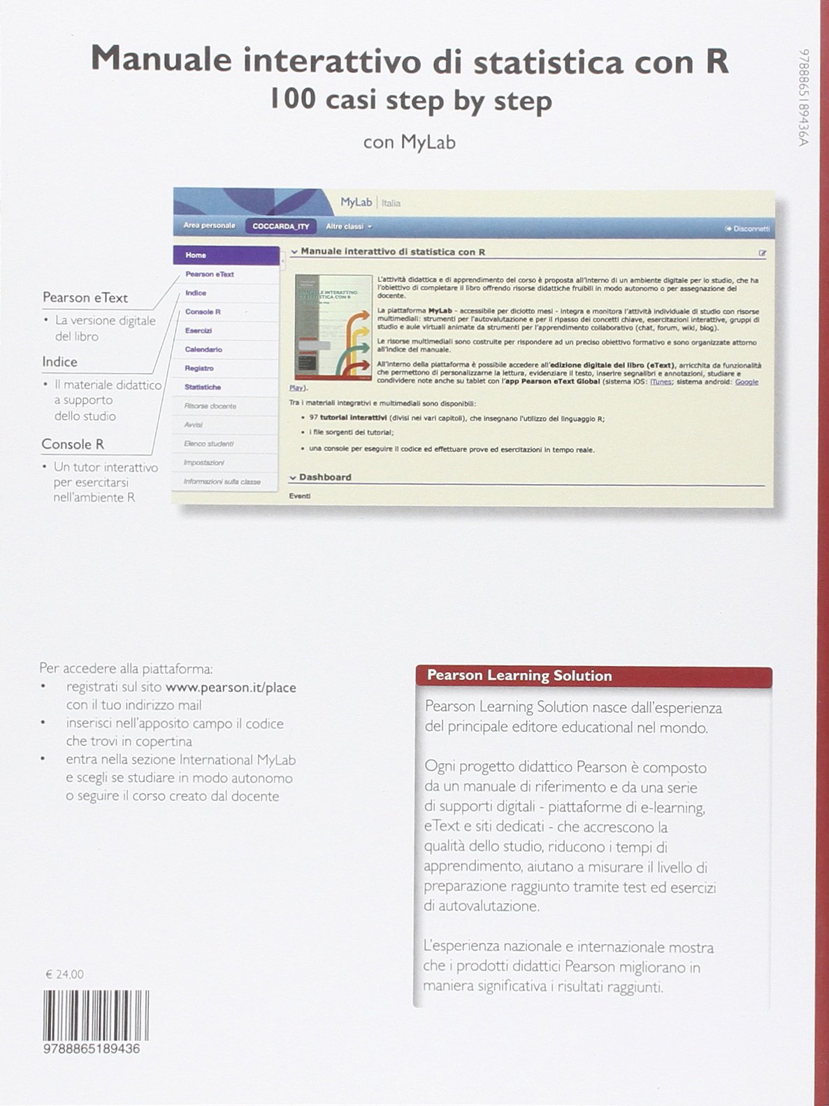 Manuale interattivo di statistica con R. Ediz. mylab. Con eText. Con espansione online