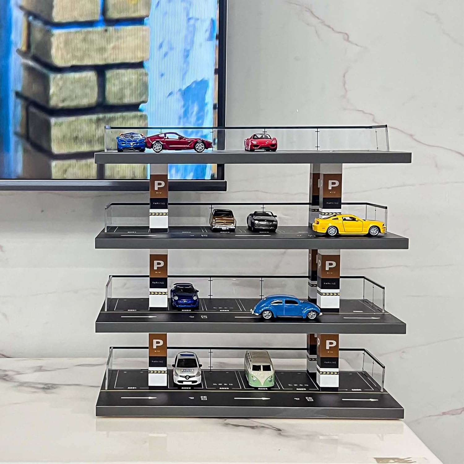 1/64 die-cast car Display case, Alloy car Model Display Box, Transparent Acrylic dustproof Display case for hot Wheels Cars（4 Floors, 24 Spaces）