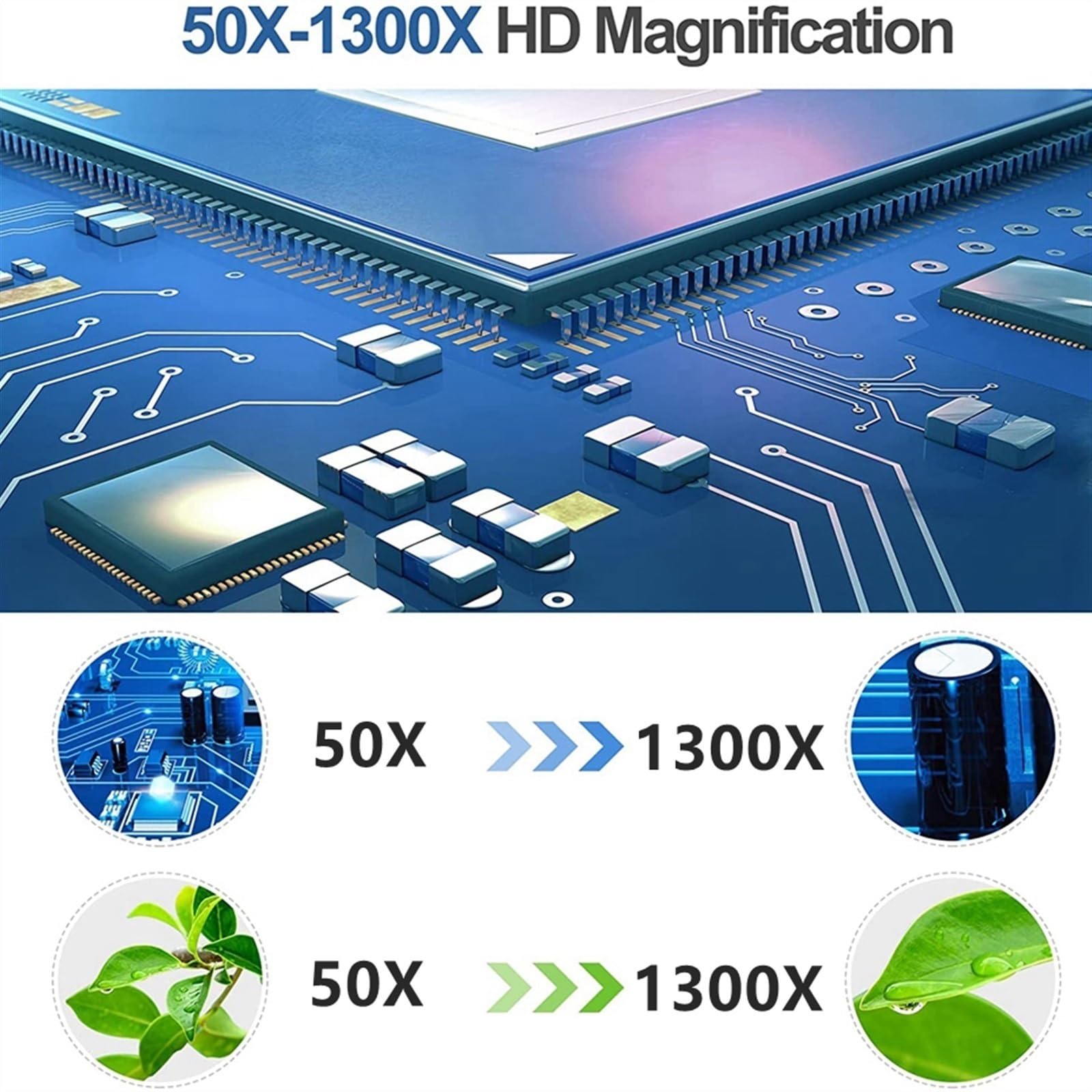 Microscopio, Microscopio Digital DM12 de 10 Pulgadas, microscopio Soldadura 1300X con Base Soporte Metal, cámara vídeo LED 12MP y 1080P