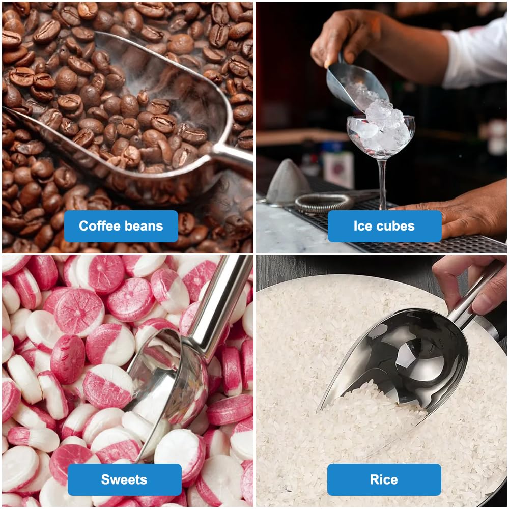 4 sztuki łopatek Candy Bar, 4 rozmiary, łopatki do mąki ze stali nierdzewnej, srebrzyste łopatki do lodu, uniwersalne łopatki do napełniania, do kuchni, baru, bufetu, na imprezę, wszechstronne i