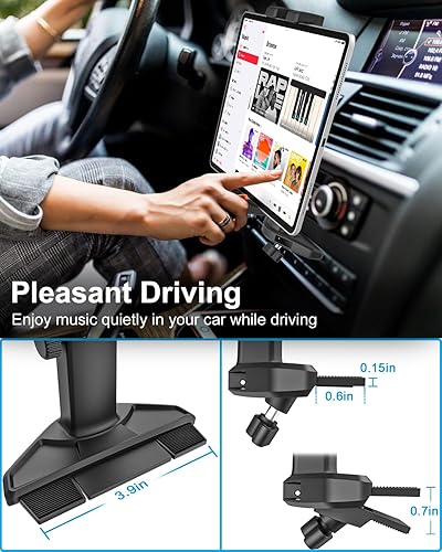 Miniatura 4 de GDZN Soporte para tableta para ranura de CD de automóvil, altura ajustable, soporte para tableta con brazo telescópico compatible con iPad Pro 12.9