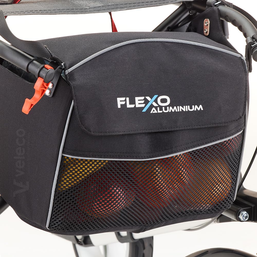 Andador plegable de aluminio Veleco Flexo de 4 ruedas, resistente y ligero, Rollator (Plata)