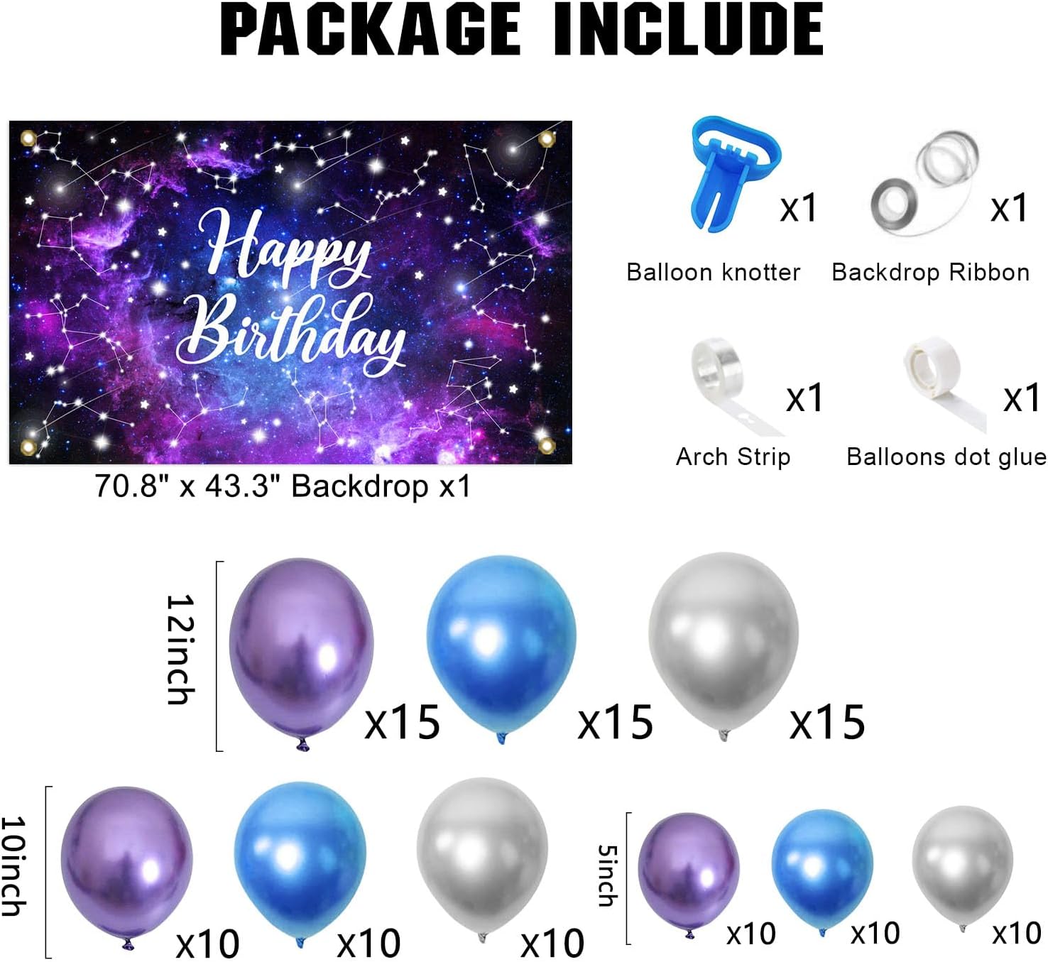 Avezano 95pcs Space Galaxy Party Decorations Set for Kids Birthday Balloons Garland Arch Set Outer Space Starry Night Universe Party Banner Backdrop Party Supplies