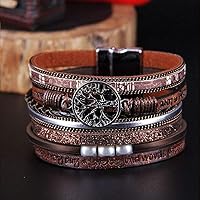 Vista 2 de TGLS Pulseras de cuero con diseño del árbol de la vida para mujer, varias capas, para amigos, hermanas, regalos de cumpleaños